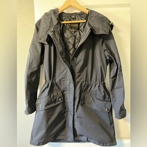 Coach Rain Jacket W/Detachable Quilted Lining Navy Sz Small Hood Trench Coat